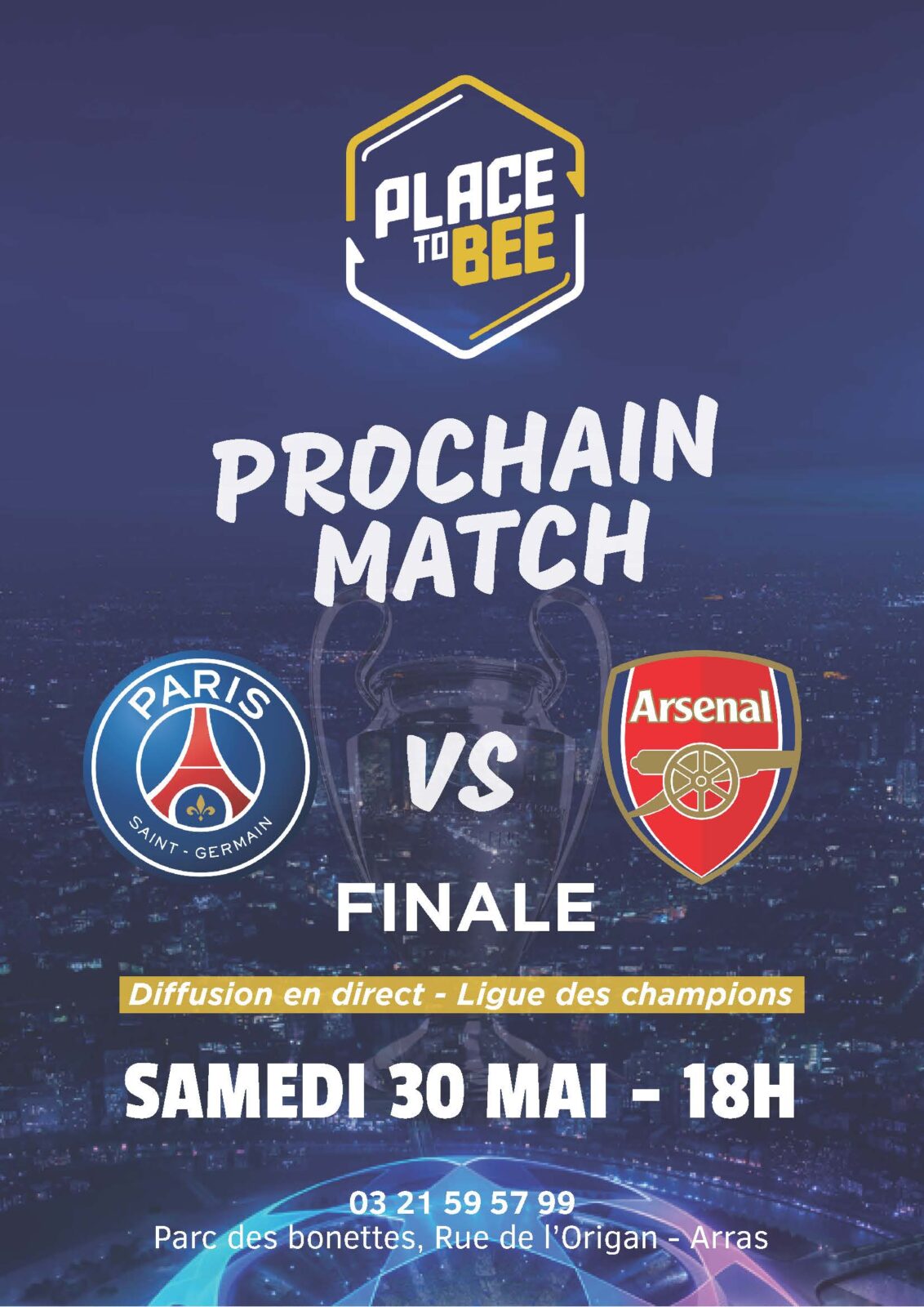 Affiche finale PSG vs Arsenal Ligue des champions